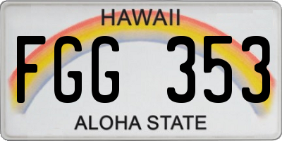 HI license plate FGG353