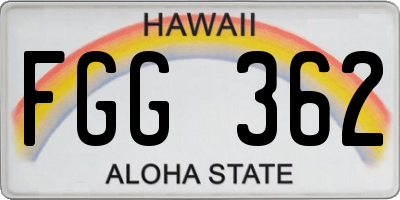 HI license plate FGG362