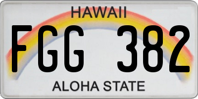 HI license plate FGG382