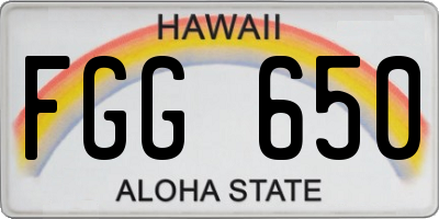 HI license plate FGG650