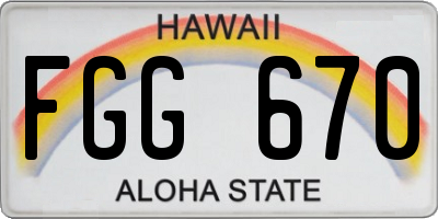 HI license plate FGG670