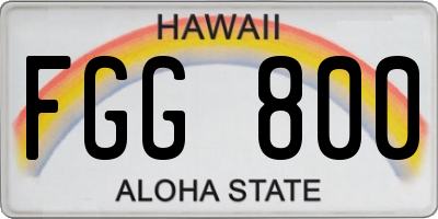 HI license plate FGG800