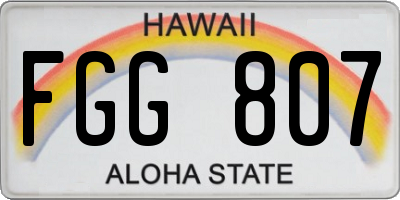 HI license plate FGG807