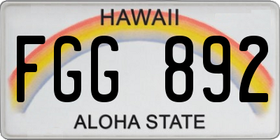 HI license plate FGG892