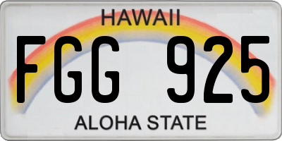 HI license plate FGG925