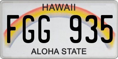 HI license plate FGG935