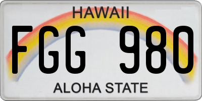 HI license plate FGG980