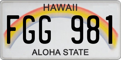 HI license plate FGG981