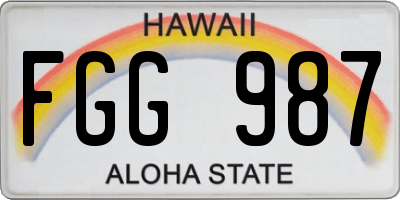 HI license plate FGG987