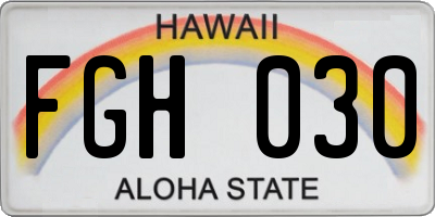 HI license plate FGH030