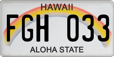 HI license plate FGH033