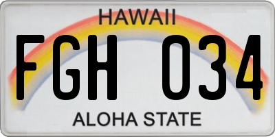HI license plate FGH034