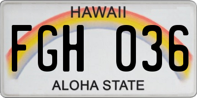 HI license plate FGH036