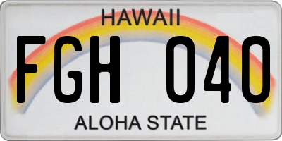 HI license plate FGH040