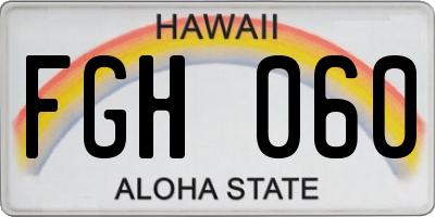 HI license plate FGH060