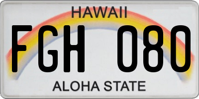 HI license plate FGH080
