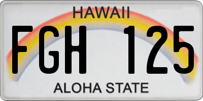 HI license plate FGH125