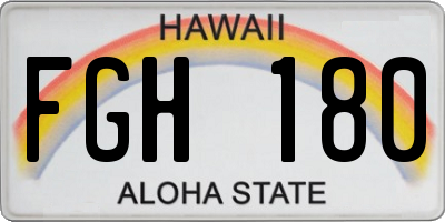 HI license plate FGH180
