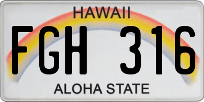 HI license plate FGH316