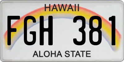 HI license plate FGH381