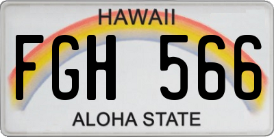 HI license plate FGH566