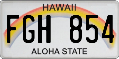HI license plate FGH854
