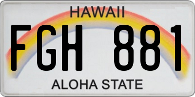 HI license plate FGH881