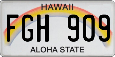 HI license plate FGH909