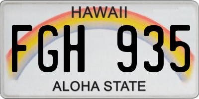 HI license plate FGH935