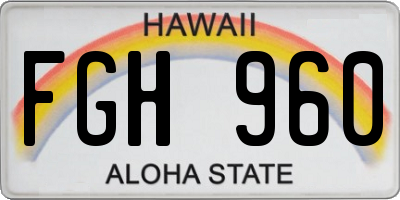 HI license plate FGH960