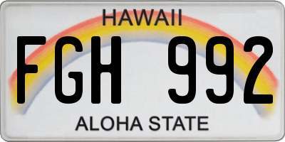 HI license plate FGH992