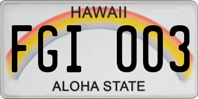 HI license plate FGI003