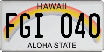 HI license plate FGI040