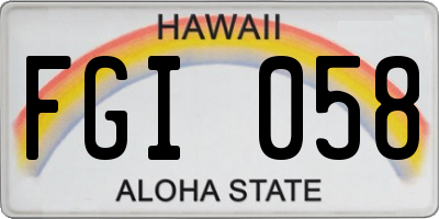 HI license plate FGI058