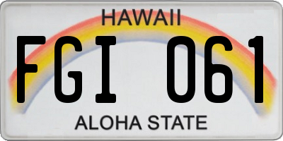 HI license plate FGI061