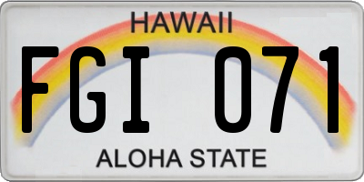 HI license plate FGI071