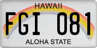 HI license plate FGI081
