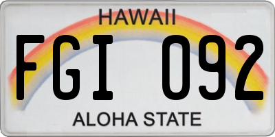 HI license plate FGI092