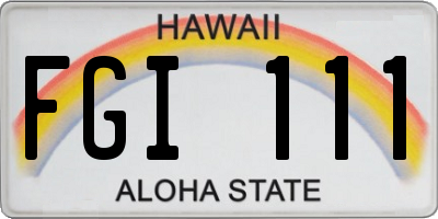 HI license plate FGI111