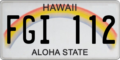 HI license plate FGI112