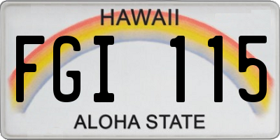 HI license plate FGI115