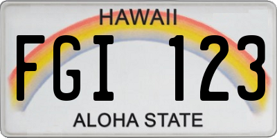 HI license plate FGI123