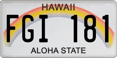 HI license plate FGI181