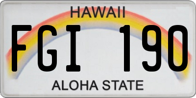 HI license plate FGI190