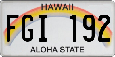 HI license plate FGI192