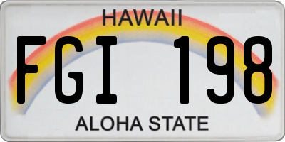 HI license plate FGI198