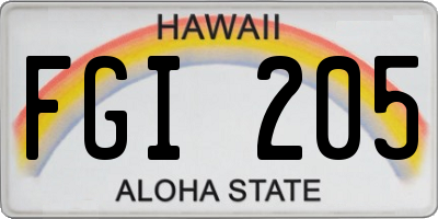 HI license plate FGI205