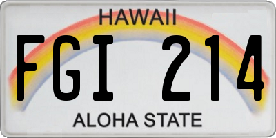 HI license plate FGI214