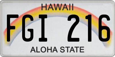HI license plate FGI216
