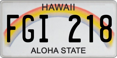 HI license plate FGI218